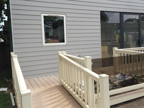 Decking installed outside of a holiday home